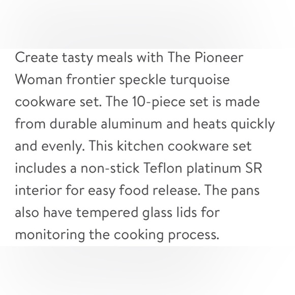 ♠️ New Pioneer Woman Frontier Speckle Aluminum 10-Piece Cookware Set, Turquoise - Picture 3 of 14